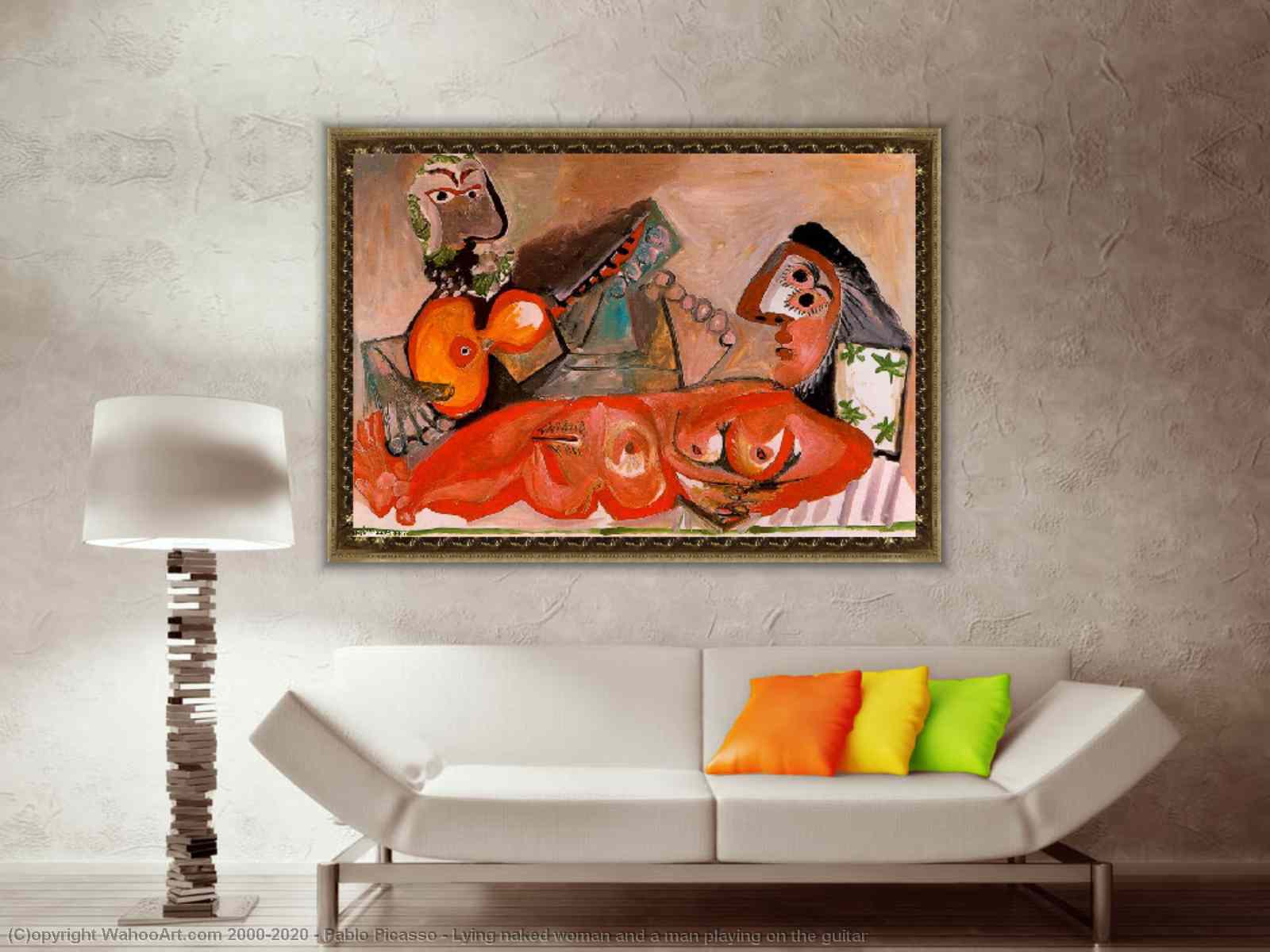 Lying naked woman and a man playing on the guitar by Pablo Picasso |  BuyPopArt.com