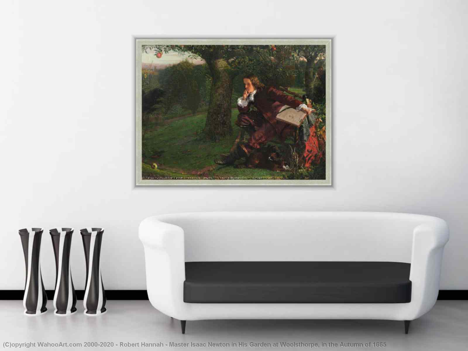 Reproducciones De Arte Del Museo Arte Pop Maestro Isaac Newton en su jardín  en Woolsthorpe, en el otoño de 1665 de Robert Hannah | BuyPopArt.com