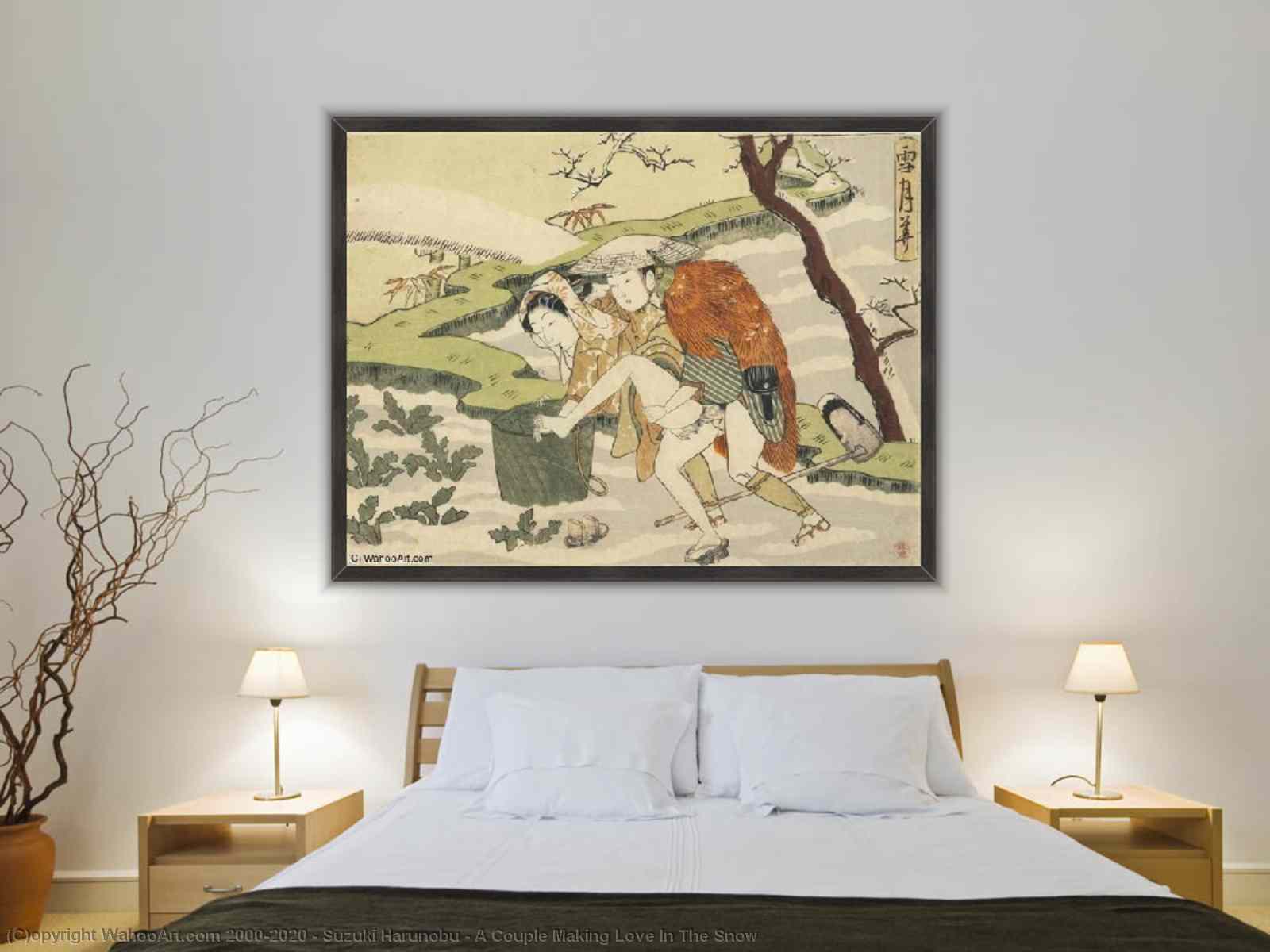 Oil Painting Replica Pop Art A Couple Making Love In The Snow by Suzuki  Harunobu | BuyPopArt.com