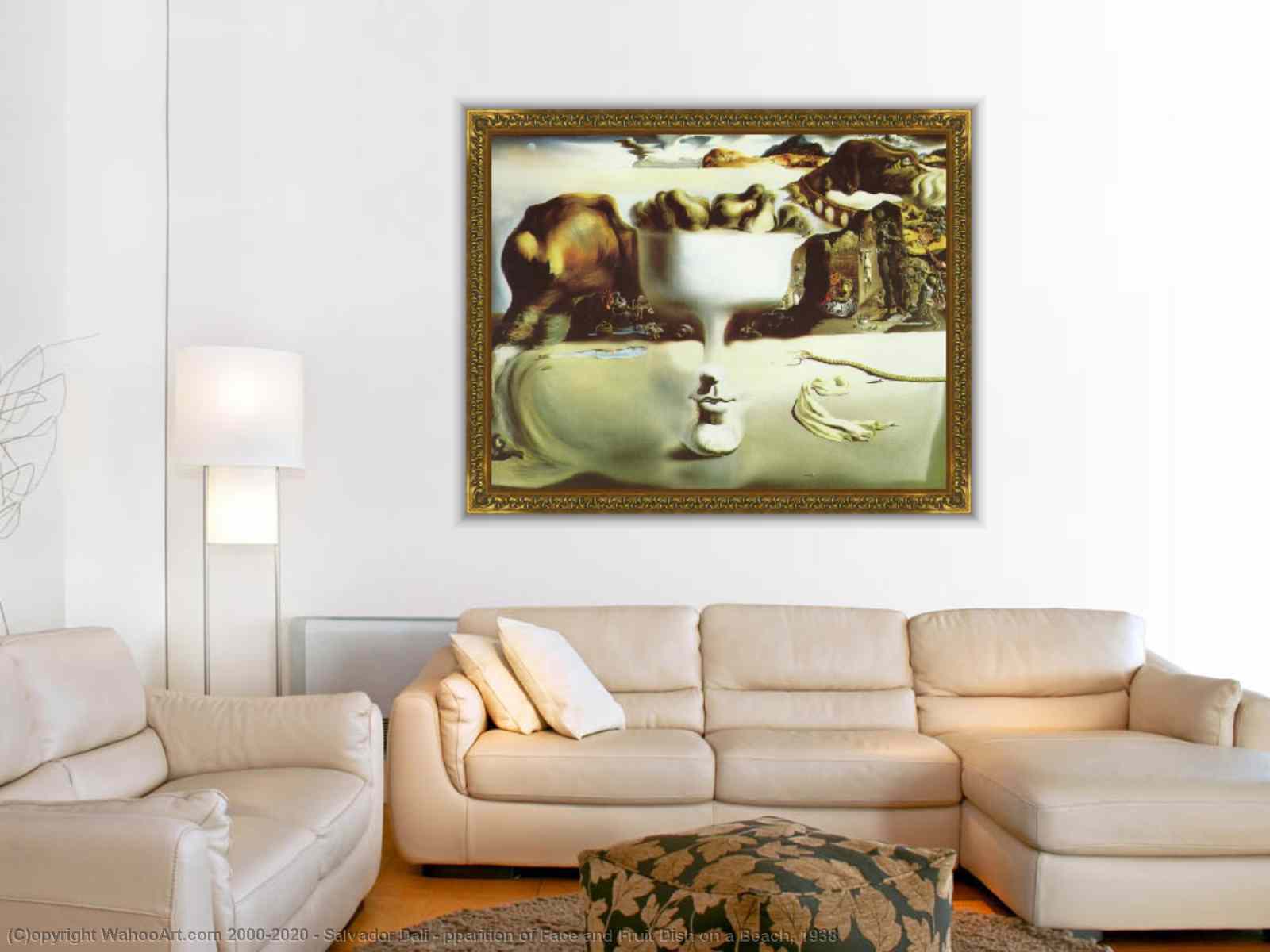 Aparición De Un Rostro Y Un Frutero En La Playa pparition del rostro y un frutero en una playa , 1938 de Salvador Dali |  Reproducciones De Bellas Artes Arte Pop | BuyPopArt.com