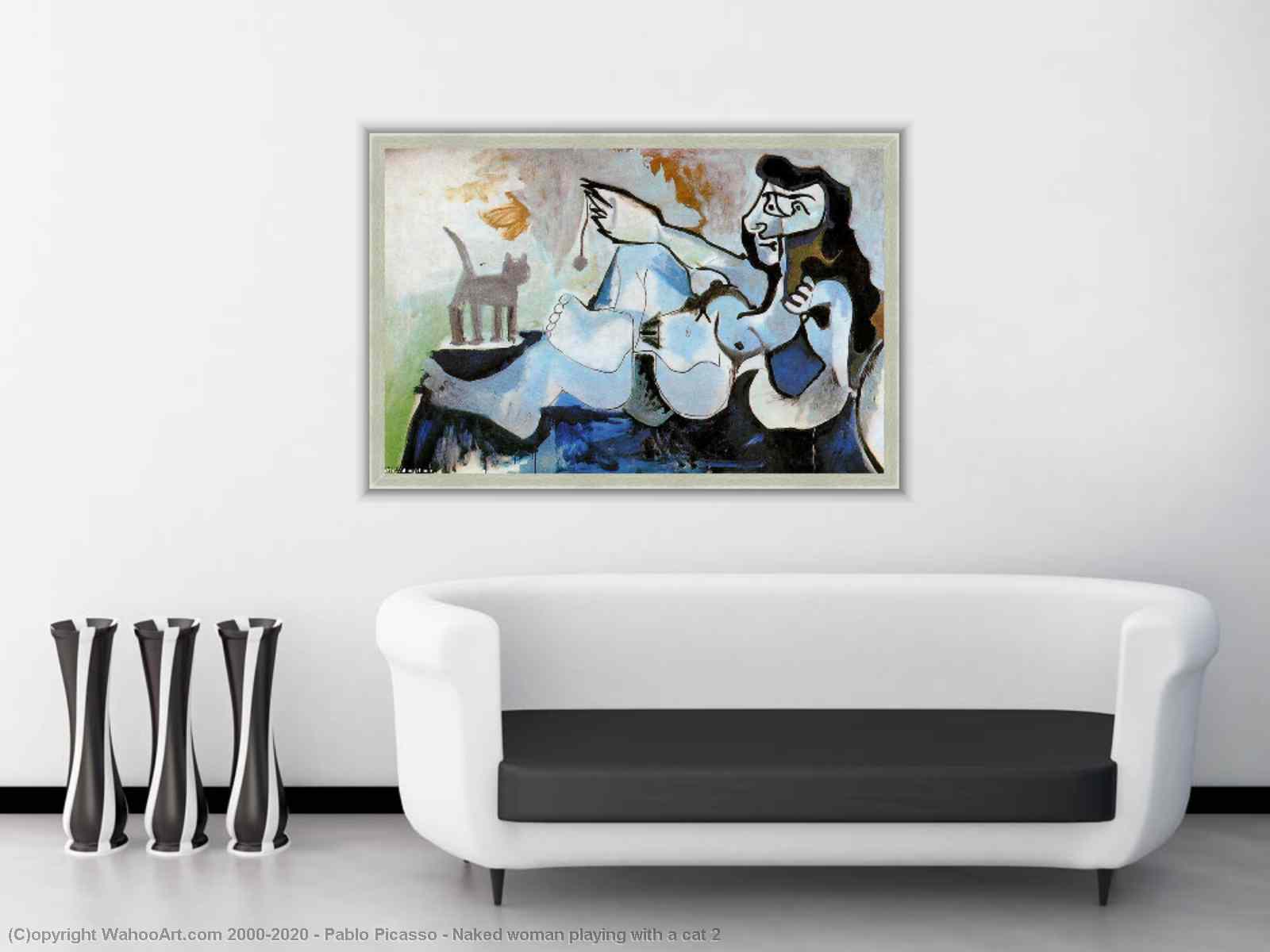 Naked woman playing with a cat 2 by Pablo Picasso | BuyPopArt.com