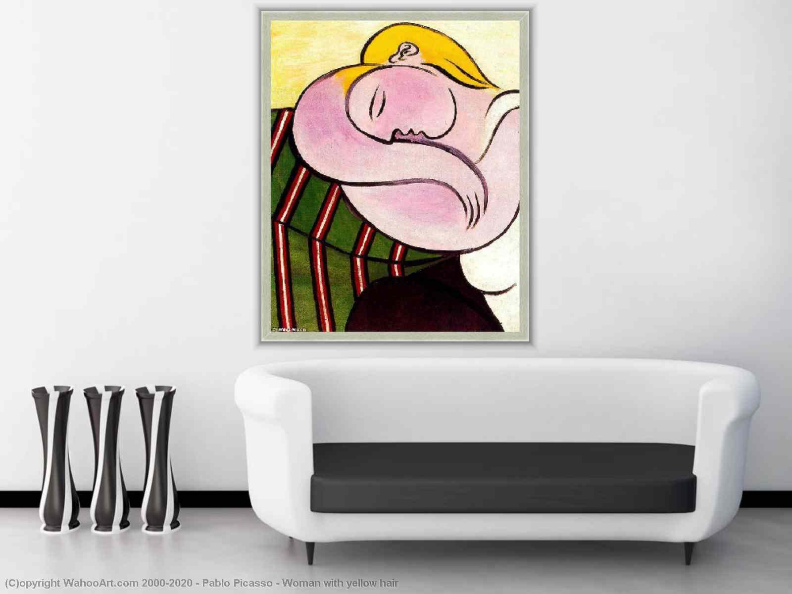 Woman with yellow hair by Pablo Picasso | Artwork Replica Pop Art |  